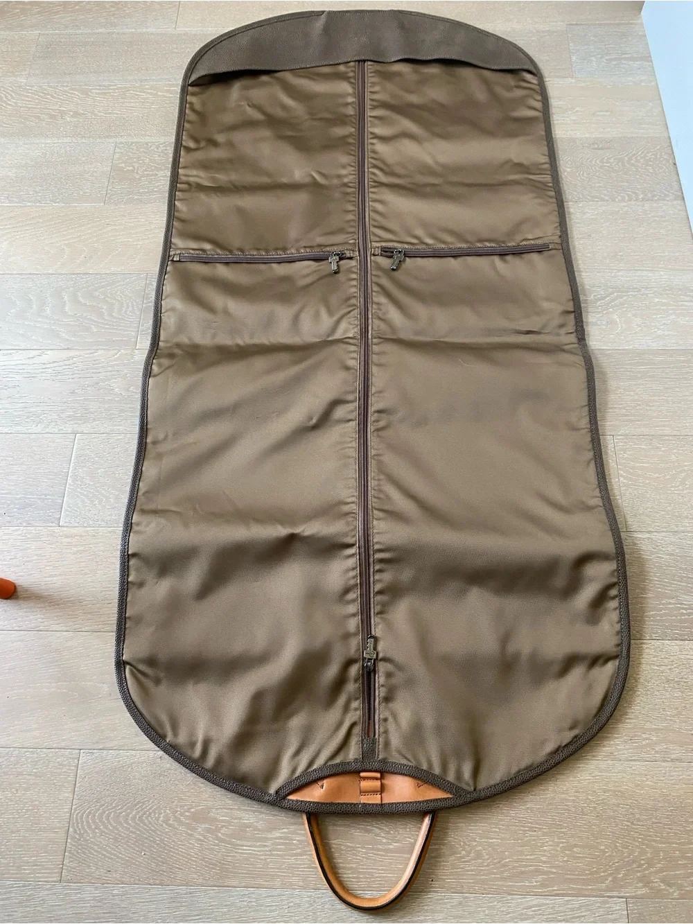 Jack Georges brown leather travel garment suit dress bag modern designer